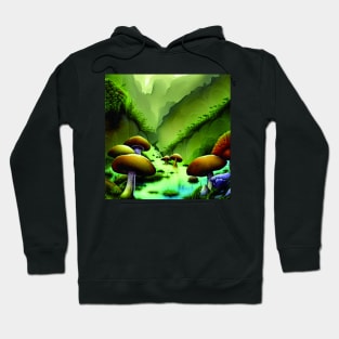 Mushrooms Near A river And Under Mountains, Cute Mushroom Aesthetic Hoodie